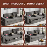 Maupvit 75” Loveseat Sofa with 2 Drawers, USB & Type-C Charging Port, Comfortable Linen Living Room Couch with Small Table Board, Upholstered Small Settee Fits Bedroom, Office, Grey Maupvit