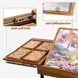 Becko US 2 in 1 Jigsaw Puzzle Table with 8 Sorting Trays, Foldaway & 3 Tilted Angle for Adjusted Height, Universal Wheels for Moves, Shelf Rack for Storage, 30 * 20.1 in for Puzzles Up to 1000 Pieces Becko US