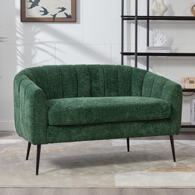 OIKIIWOO 50.2" Small Sofa Couch for Small Spaces,Modern Corduroy Loveseat Couches,Oval 2 Seater Sofas Love Seat with Metal Legs for Apartment,Bedroom,RV. (Green, 50.2")