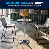 Flash Furniture Chad 23.5'' Round Glass Cocktail Table with Adjustable Height Frame, Bar Height Table for Commercial or Residential Use, Clear/Chrome Flash Furniture