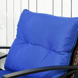 Outsunny 3 Piece Patio Rocking Chair Set, Outdoor Wicker Bistro Set with 2 Cushioned Porch Rockers and 2 Tier Coffee Table for Garden, Porch, Backyard, Blue Outsunny