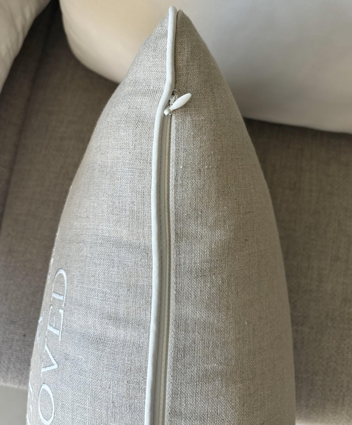 YugTex Romantic Couple Love Sentiment Embroidered Decorative Sayings Lumbar Accent Throw Pillowcase - and So Together Phrase Decor for Wedding, Anniversary, Valentine - 12x20 Inches, Natural-Ivory YugTex