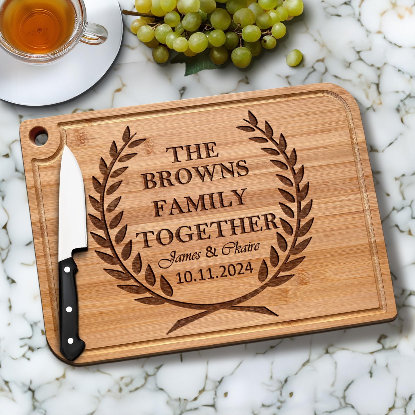 Free Envelope! Personalized Engraved Wood Cutting Board, Best Home & Kitchen Gift， Wedding/Anniversary/Bridal Gifts, Family Milestone, Couple/Dad/Mom Gifts， W/name (#2) - WoodArtSupply