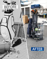 Mythinglogic Golf Storage Garage Organizer,Golf Bag Storage Stand and Other Golfing Equipment Rack,Extra Large Design for Golf Clubs Accessories,2 golf bag rack Mythinglogic