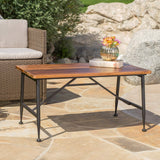Christopher Knight Home Ocala Outdoor Industrial Wood Coffee Table with Iron Accents, Black / Antique Finish Christopher Knight Home