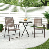 3 Pieces Patio Bistro Set Folding Small Table Chairs Set for 2 Outdoor Bistro Furniture Sets with Glass Coffee Table for Lawn Backyard Balcony Poolside CHINNLUU