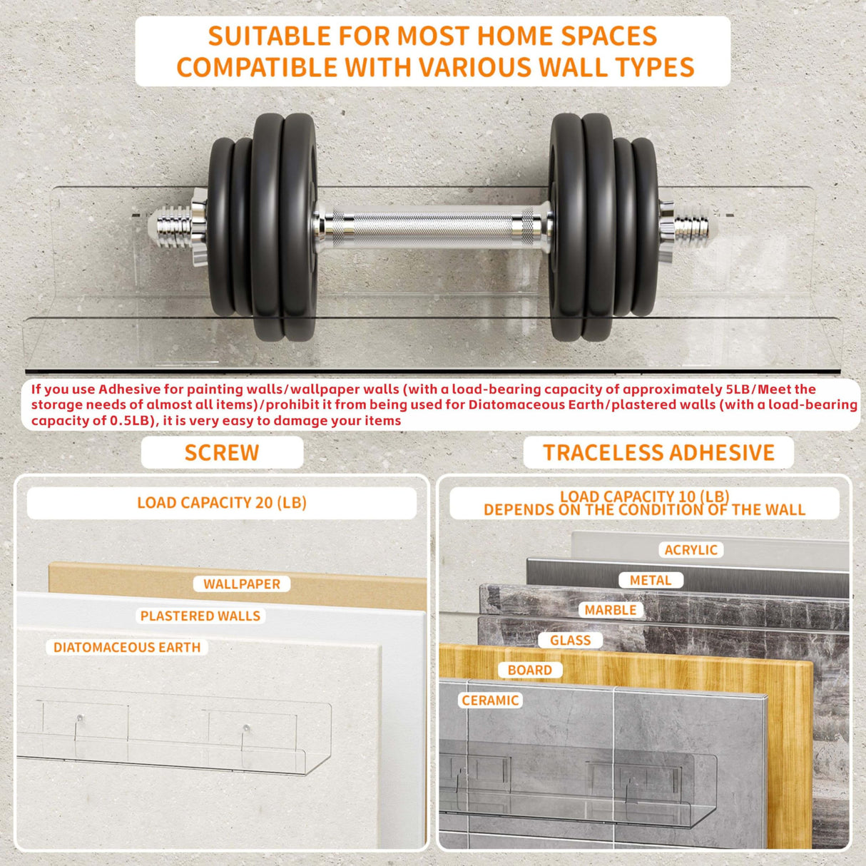 Yieach 4 Pack Acrylic Shelves for Wall Storage,No Drilling Adhesive Shelves,Clear Stick On Bathroom Wall Shelf Organizers,Plastic Floating Shelves for Perfume,Funko,Lego,Skincare,Bookshelf for Kids Yieach