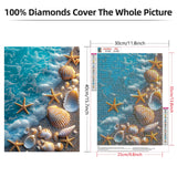 Lxmsja Seashells Diamond Art Kits for Adults, Beach Diamond Painting Kits for Beginners, 5D DIY Full Drill Gem Art Crafts for Adults, Home Wall Decor 12x16 inch Lxmsja