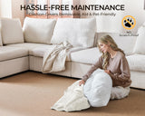 Bedeep 124.8'' Oversized Power Recliner Sofa with Headrest, Extra Wide Deep Modular Cloud Sectional Reclining Couch Wall Hugger, Convertible 3-Seater for RV Home Theater Living Room, Chenille, White Bedeep