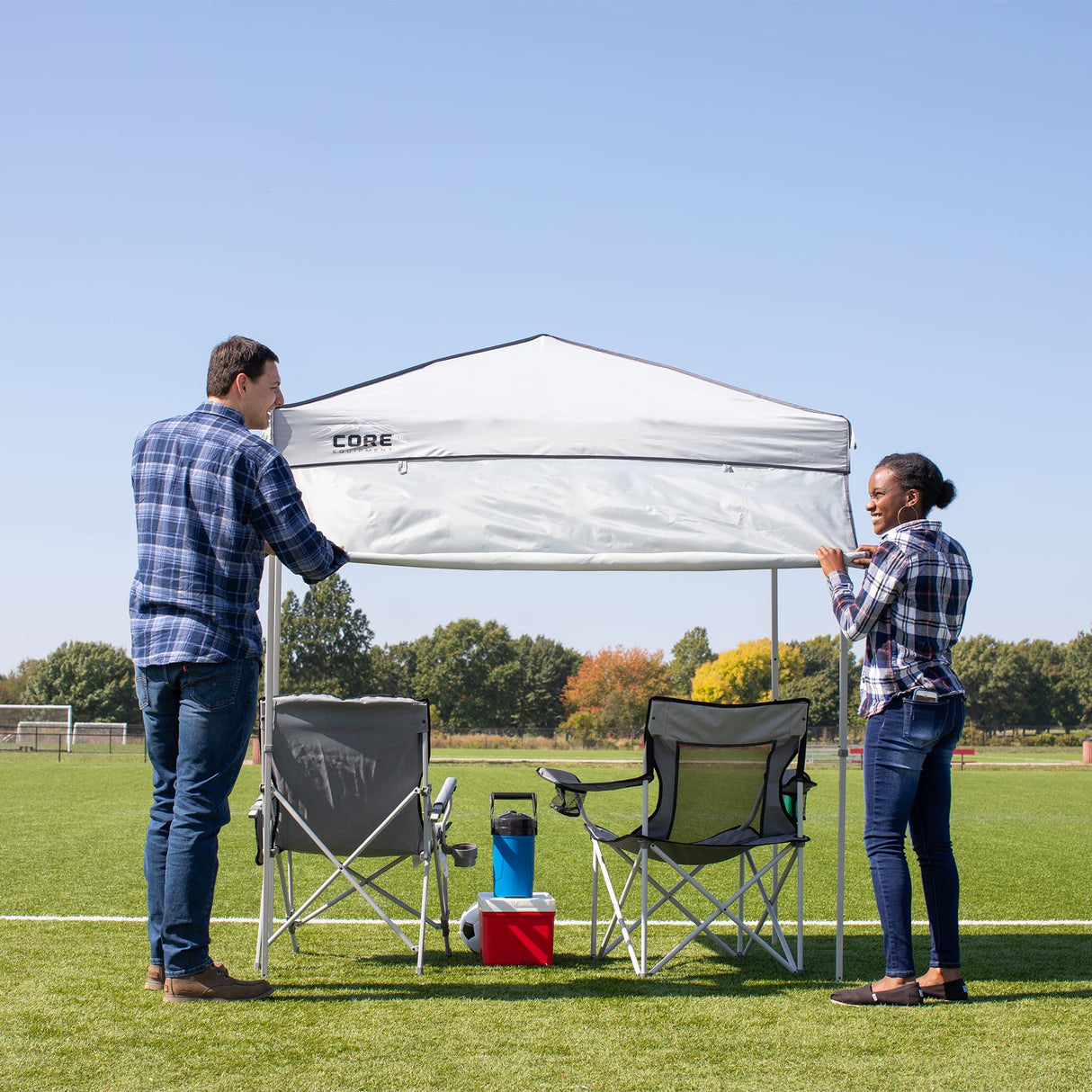 Core Instant Straight Leg Canopy Tent with Adjustable Sun Wall, 6 ft x 4 ft , Gray CORE
