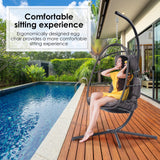 XIAO WEI Egg Chair with Stand - Patio Rattan Wicker Hanging Swing Egg Chair Hammock Chair for Indoor Outdoor Bedroom Garden - Aluminum Steel Frame and UV Resistant Cushion 350LBS Capacity (Dark Grey) XIAO WEI