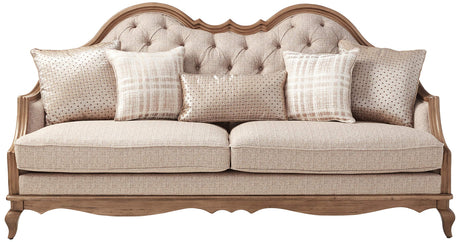 ACME Chelmsford Sofa w/5 Pillows - 56050 - Beige Fabric & Antique Taupe Acme