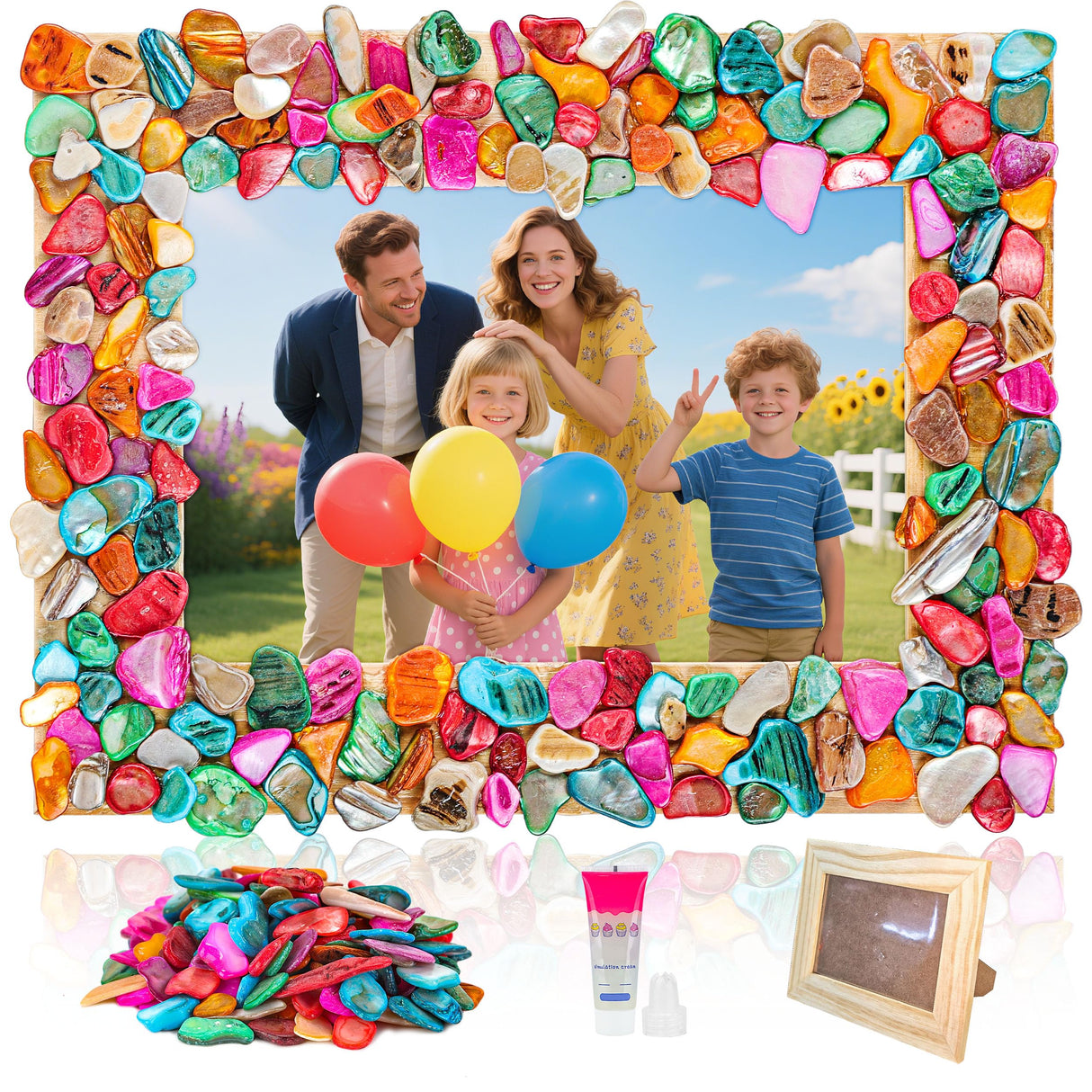 Joyclub DIY Mosaic Photo Frame Craft Kit Mosaic Kits for Kids and Adults Creative Arts and Crafts Mosaic Tiles Home Decor Handmade Christmas Birthday Gifts for Girls Ages 6-12 Joyclub
