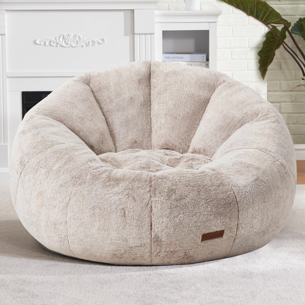 Hobestluk Bean Bag Chairs Large Bean Bag Couch for Adults Stuffed Sofa Chair Comfy Giant Bean Bag Chair with Spacious Design for Reading, Playing or Relaxing (Brown) Hobestluk
