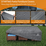 STARTWO Patio Furniture Covers Waterproof Outdoor Lawn Furniture Set Cover for 7-12 Piece Sectional Sofa, Conversation Set Garden Dining Tables Chairs,Grey STARTWO