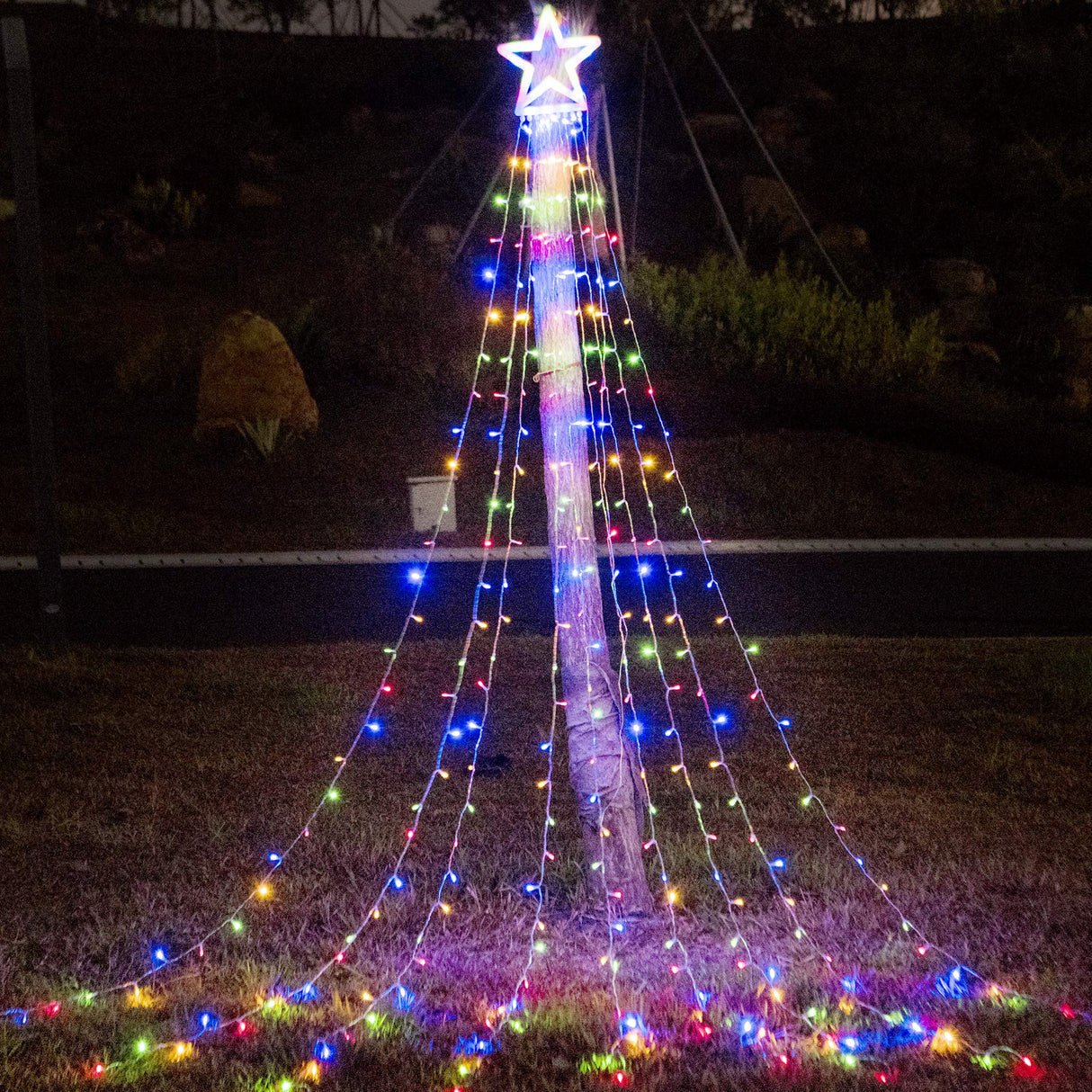 PUHONG Christmas Decoration Outdoor Star String Lights,16.4Ft Christmas Tree Toppers Lights 320 LED 8 Memory Modes with 14" Lighted Star for Halloween Christmas New Year Holiday Birthday PUHONG