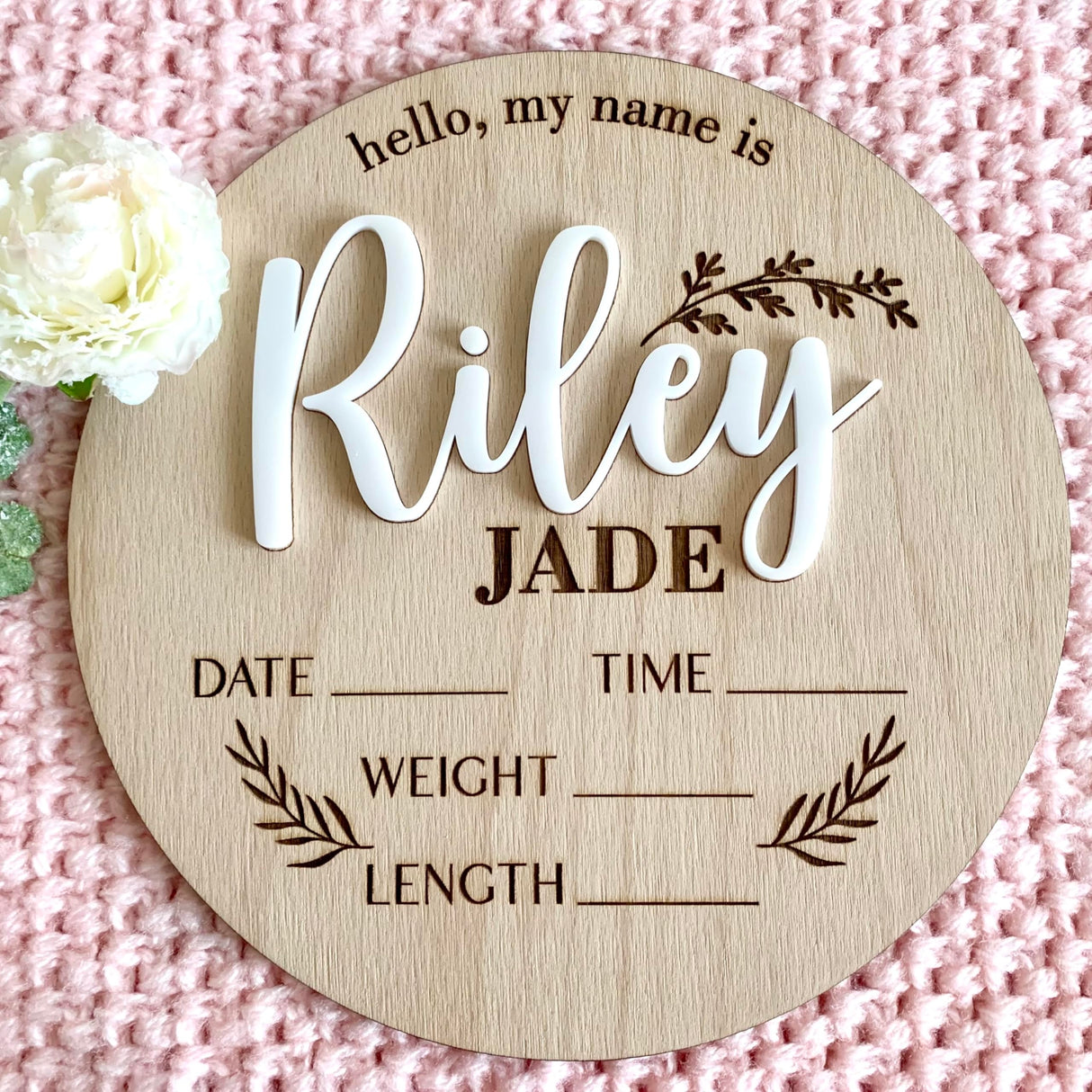 Personalized Baby Announcement Sign, Custom Baby Name, 3D Wood Baby Birth Stats Sign, Engraved Hospital Baby Sign, Newborn Gift, Newborn Baby, FranJohnsonHouse