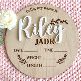 Personalized Baby Announcement Sign, Custom Baby Name, 3D Wood Baby Birth Stats Sign, Engraved Hospital Baby Sign, Newborn Gift, Newborn Baby, FranJohnsonHouse