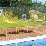 Tangkula 3 Piece Patio Bistro Set, All Weather Heavy Duty Table and Chairs Set of 2 with Widen Seats, Outdoor Furniture Set for Porch, Balcony, Backyard (Yellow) Tangkula