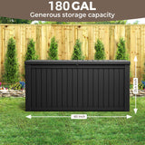 KFY Deck box,180 gallon indoor and outdoor storage box, Waterproof and sun-resistant resin material box, suitable for swimming pools, outdoor patios, garages（black） KFY