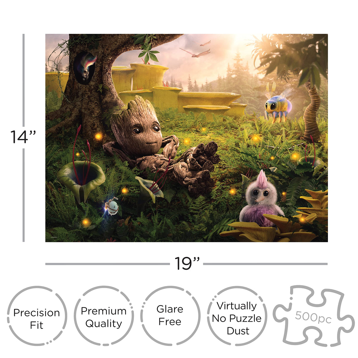 AQUARIUS Guardians of the Galaxy Baby Groot Puzzle (500 Piece Jigsaw Puzzle) - Glare Free - Precision Fit - Virtually No Puzzle Dust - Officially Licensed Guardians of the Galaxy Collectibles-14x19 In AQUARIUS