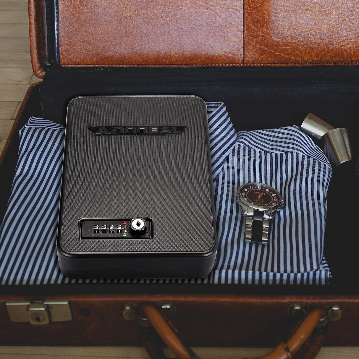 Adoreal Gun Safes for Pistols, Small Pistol Safe Handgun Portable Safe with 4 Digits Combination Lock for Gun Storage, Plastic Handgun Case for Car, Home, Travel Adoreal