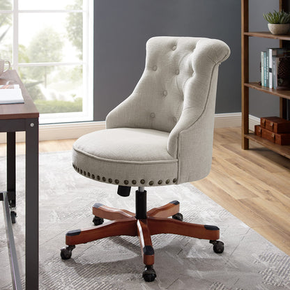 Linon The Talia Beige Adjustable Seat Height Office Chair - WoodArtSupply