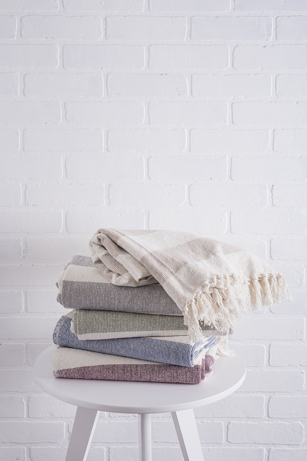 DII Rustic Farmhouse Cotton Cabana Striped Blanket Throw with Fringe, 50 x 60 - Cabana Striped Gray & Off-White DII