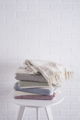 DII Rustic Farmhouse Cotton Cabana Striped Blanket Throw with Fringe, 50 x 60 - Cabana Striped Gray & Off-White DII