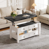 YITAHOME Coffee Table Lift Top, 4 in 1 Multi-Function Convertible Coffee Table with Drawers and Hidden Compartment, Converts to Dining Table for Living Room Home Office, Black Top YITAHOME