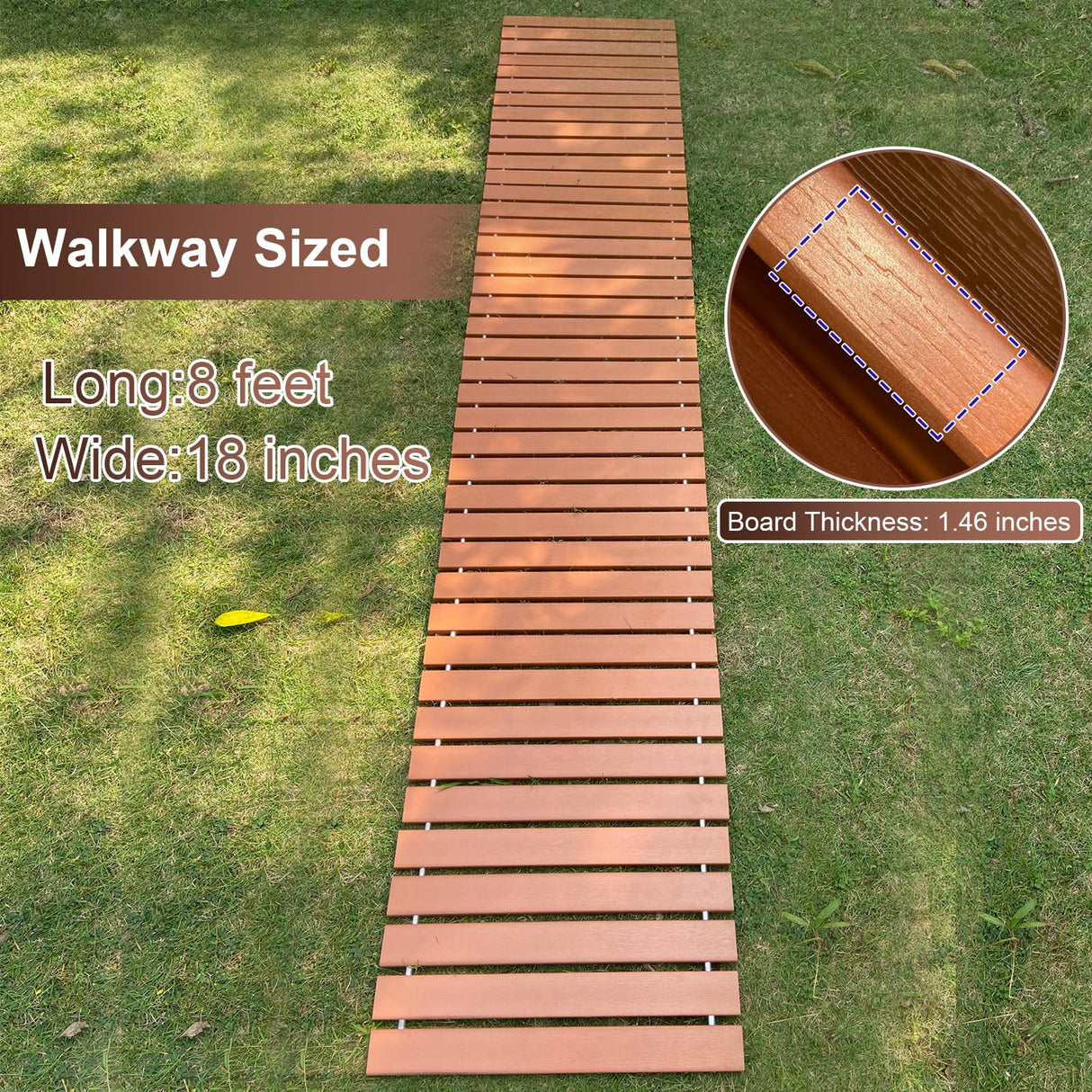 i frmmy Garden Pathway Walkway, PS Wood Outdoor Easy Roll-Out Path, PS Wooden Rollout (8'L x 18" W) i frmmy