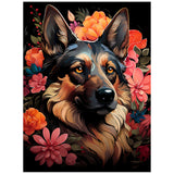 Diamond Art Kits for Adults, 5d DIY Flower Dog German Shepherd Full Drill Diamond Painting Kits for Adults Beginners, Diamond Painting Art Craft Kits for Adults, Wall Home Decor(No Frame) 12x16 Inch GVYGVY