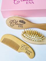 Personalized Wooden Baby Brush Set | Wooden Baby Brush and Comb Set| Personalized Baby Gift | Personalized Baby Gift Girls Girls | Princess Crown Forever Personalized