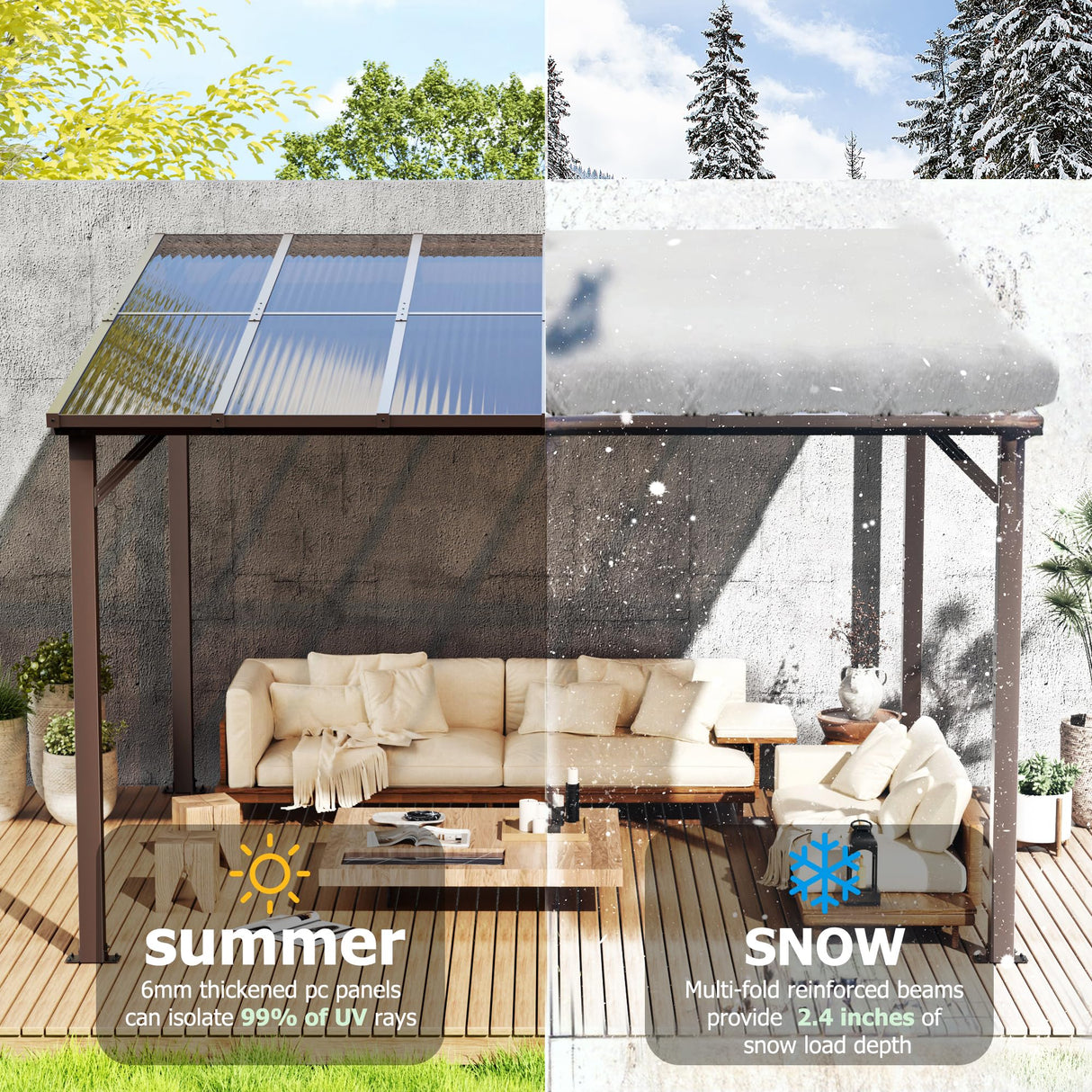 Airwire 10x12 FT Gazebo, Outdoor Gazebos on Clearance with Aluminum Frame, Wall Mounted Gazebo & Pergola, Lean to Gazebo Awnings for Patio, Decks, Porch and Backyard AirWire