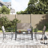 Greesum 4 Pieces Patio Furniture Set, Outdoor Conversation Sets for Patio, Lawn, Garden, Poolside with A Glass Coffee Table, Brown Greesum