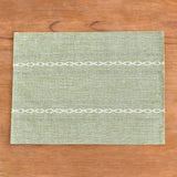 Wracra Cotton Linen Placemats, 12 x 18 Inch Set of 4 Fete Placemats Rustic Hemstitch Place Mats for Kitchen Table and Heat Resistant-Sage Green Wracra