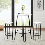 ALISH 40.5" Round Bar Table Pub Table Bar Height Table Tall Bistro Bar Dining Table with Metal Frame & White Top ALISH