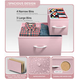 Sorbus Dresser with 7 Drawers - Furniture Storage Chest for Kid’s, Teens, Bedroom, Nursery, Playroom, Clothes, Toys - Steel Frame, Wood Top, Tie-dye Fabric Bins (7-Drawer, Pastel Pink) Sorbus