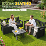 Greesum 80 Gallon Storage Bench Outdoor Deck Box with Armrest, Patio Furniture,Lockable, Waterproof and UV Resistant, Suitable for Garden, Pool, Black Greesum