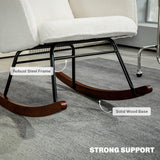 HOMCOM Upholstered Rocking Chair with Headrest and Lumber Pillow, Teddy Fleece Modern Rocker Chair with High Back, Steel Frame and Beech Wood Base for Living Room, Bedroom, Cream White HOMCOM