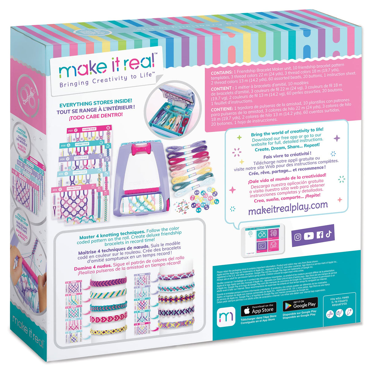 Make It Real Friendship Bracelet Maker Kit - Craft Up to 20 Stylish Bracelets with 100 Beads & Threads - Fun DIY Jewelry Set for Girls & Tweens - Develop Creativity Skills - Gift for Kids Ages 8 Make It Real