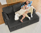 AMERLIFE Sleeper Sofa, 2-in-1 Sofa Bed with Storage Chaise, Pull Out Sofa Couch for Living Room, Guest Room, Boucle Dark Grey AMERLIFE