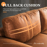 ovios 97.6" L-Shaped Sectional Sofa with Reversible Chaise, Luxury Deep Seat Couch with Convertible Chaise, Minimalism Cloud Sofas Couches for Living Room, Faux Leather, Brown ovios