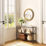 Hoctieon Industrial Console Table, 3 Tier Entryway Table, Hallway Table, Narrow Sofa Table with Shelves, Entrance Table for Entryway, Living Room, Foyer, Hallway, Office, Rustic Brown&Black Hoctieon