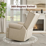 RoyalCraft Swivel Recliner Chair with Extra Large Footrest, Comfy Upholstered Glider Rocking Chair for Living Room, Bedroom and Ofice, Beige RoyalCraft