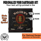 THOUSAND OAKS BARREL Personalized Dart Board Cabinet Set with 6 Steel Tip Darts, Chalk & Eraser Set - Man Cave Furniture, Decor Dart Boards for Adults - Bourbon Bar Dartboard (121) THOUSAND OAKS BARREL