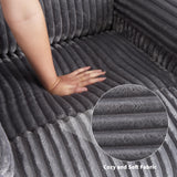 Garvee Corduroy Recliner Chair, Manual Recliner Sofa with Handle, Pillow Top Arms, Thick Padding, Side Pocket, 330Lbs Capacity, Adjustable Recliner for Living Room, Bedroom, Home Theater, Dark Gray Garvee