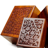 Artisans Crafted Premium Rosewood Decorative Hand Carved Wooden Urns | Carved with Precision | Memorial Wooden Urns for Loved Ones | Nagina International (X-Large) Nagina International