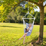 Backyard Expressions Striped Hammock Chair Hanging Rope Swing Chair, Anti Slip Steel Spreader Bar BACKYARD EXPRESSIONS PATIO · HOME · GARDEN