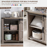 Rustic Oak Farmhouse Buffet Cabinet with Sliding Barn Doors and 4 Drawers - 60" Storage Solution T4TREAM